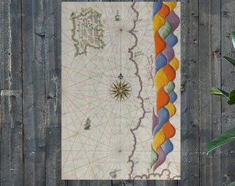 Vintage Steampunk Map Poster: Island of Bozjah, Anatolia (Unframed)