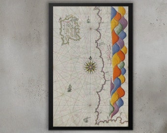 Vintage Map of Bozjah Island: Steampunk Canvas Print