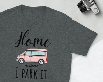 Camiseta Vanlife: Mi hogar está donde la estaciono, camiseta para viajar en RV