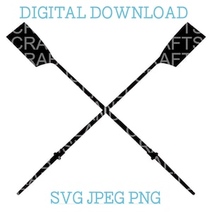 Gekreuzte Ruder Digital Download SVG PNG JPEG für Cricuit, Silhouette, Basteln für Rudern, Crew -- Hatchet und abgerundete Ruder