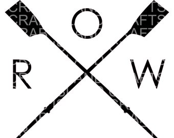 Row Crossed Oar Digital Download SVG PNG JPEG for Cricuit, Silhouette, Crafts for Rowing, Crew -- Hatchet and Rounded Oars