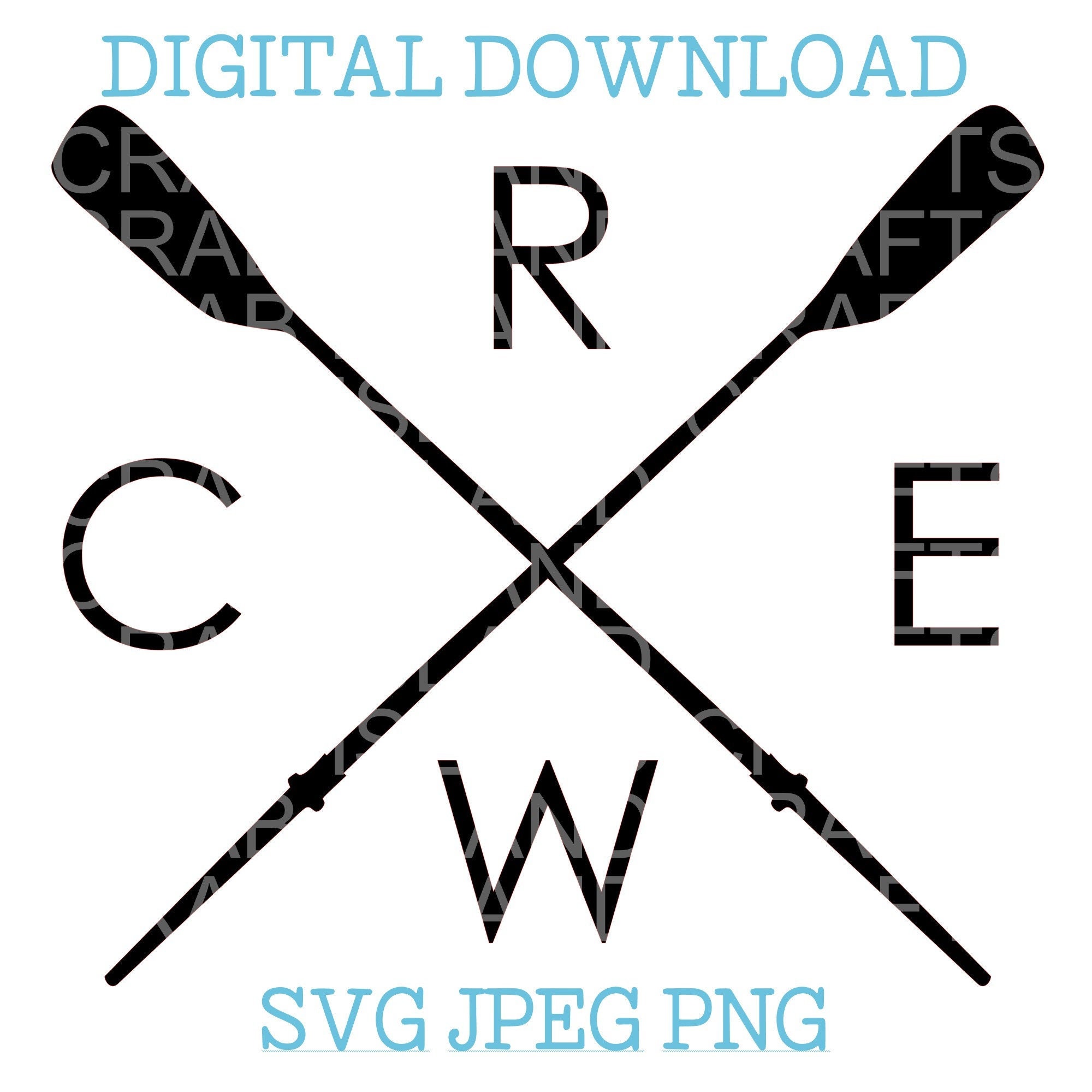 Rowing Crew Crossed Oar Digital Download SVG PNG JPEG for Cricuit
