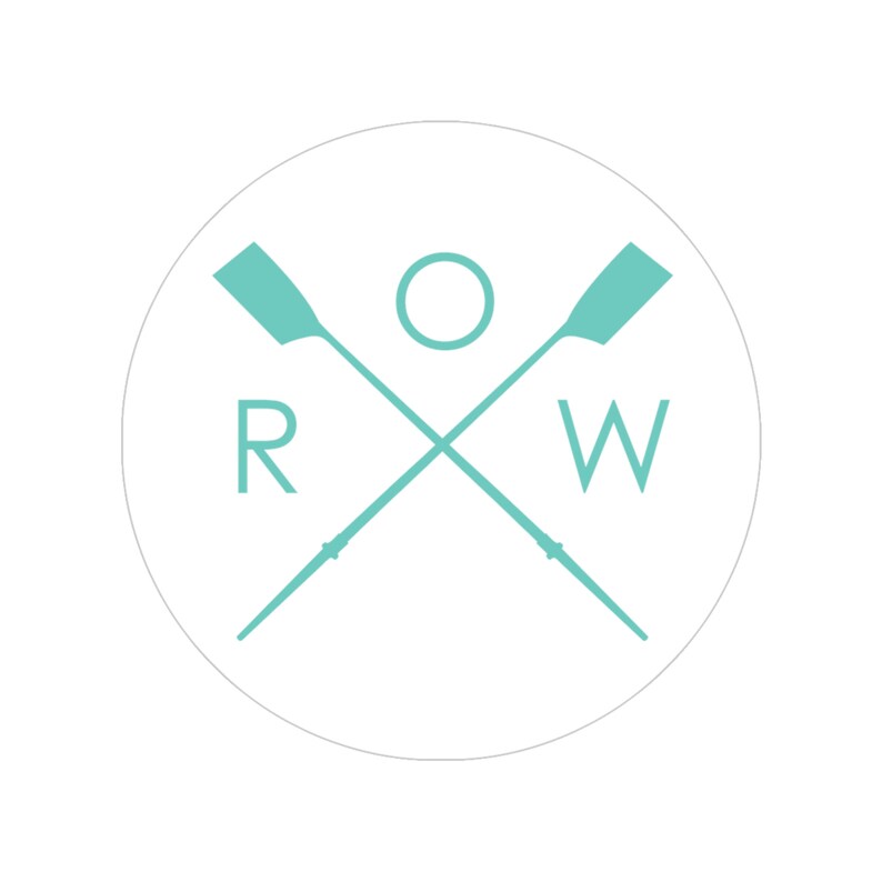 Rowing Sticker | Transparent Round Vinyl Crossed Oar Sticker With Blue ...