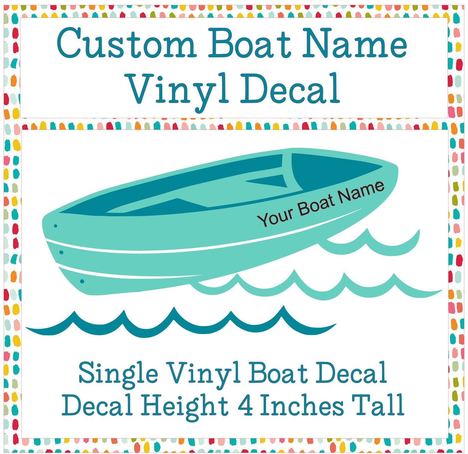 Custom Vinyl Boat Name Decal 4 inches tall Vinyl Decal for Etsy