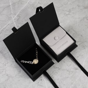 50pcs 9.59.53.5cm Black Ribbon Gift Box Custom Necklace Box With ...