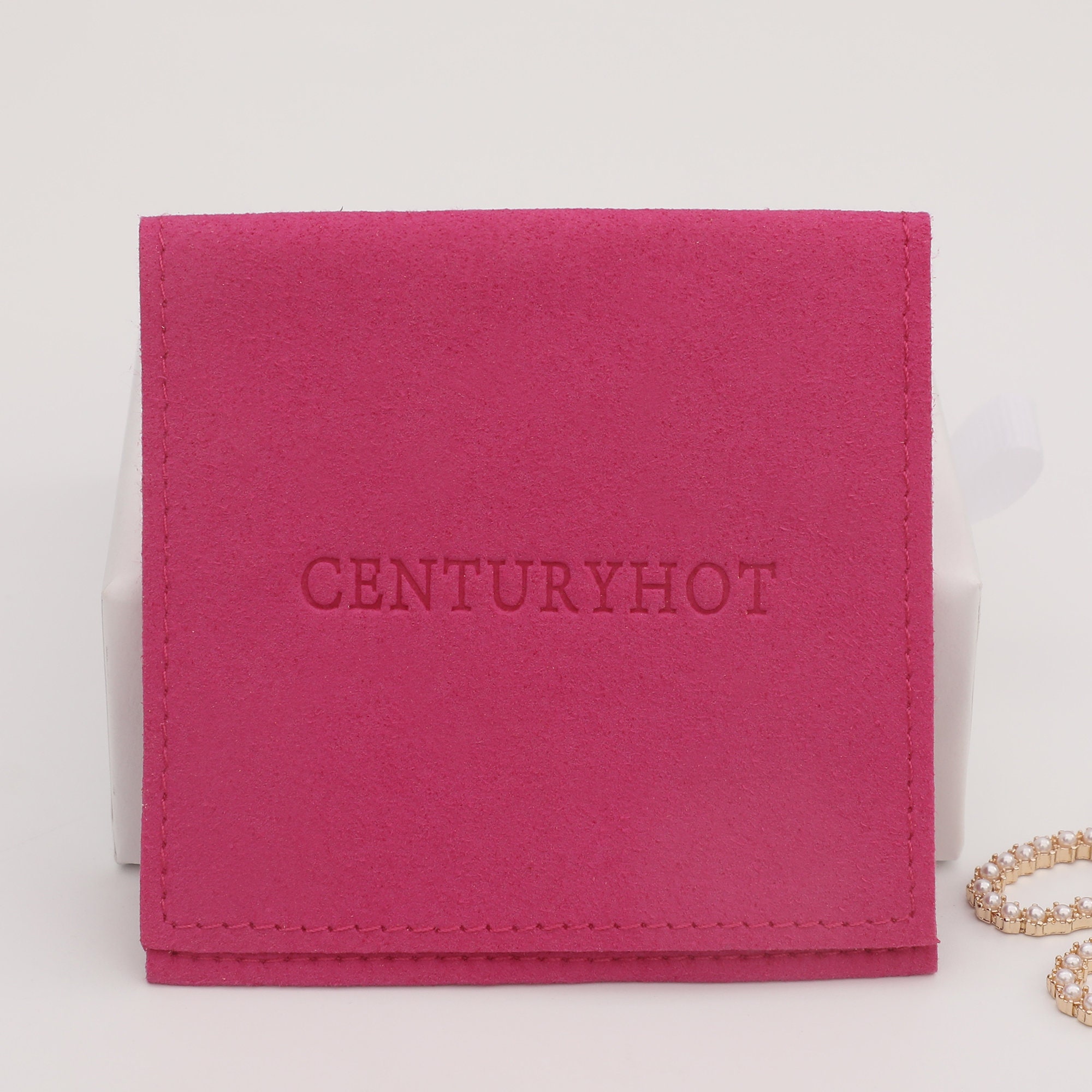 Custom logo 8×8cm microfiber pouch – embossed branding enhances small jewelry brand recognition