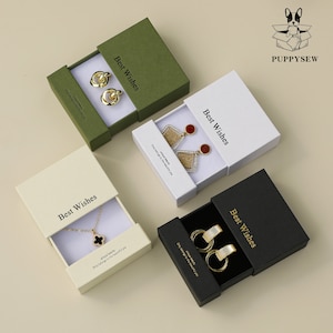 PUPPYSEW 50pcs 9*9*3.5cm Paper box custom necklace ring box with sponge personalized logo Exquisite jewelry package split drawer box