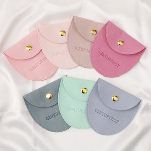 50 Personalized Embossed Logo Printed Microfiber Jewelry Bags Custom Jewelry Packaging Bags Wedding Gifts Cosmetic Bags Lipstick Bags Bulk
