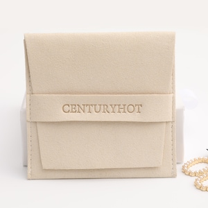50 ivory color custom personalized embossed logo printing microfiber jewelry bag bag custom jewelry packaging bag large capacity