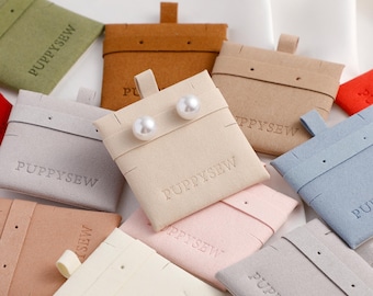 Bolsas para joyería con logotipo personalizado / Juego de tarjetas de presentación de microfibra, más de 30 colores de embalaje