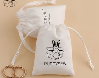 50 White personalized color logo drawstring bag custom bagging bag jewelry pouch necklace bag suede bag skin care product pouch