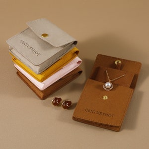 Borsa portagioielli con bottone a pressione da 8*8 cm, con bottone a pressione laterale, borsa portagioielli in microfibra, piccola borsa in tessuto per riporre collane, anelli e orecchini.