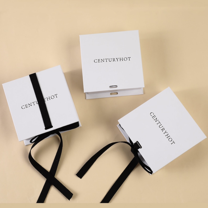 50pcs White Ribbon Gift Box Custom Necklace Box With Etsy