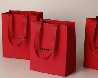 50 bolsas de regalo de papel con logotipo personalizado, embalaje de joyería de lujo, bolsas de compras para boutiques, embalaje de marca personalizado, bolsas de regalo personalizadas