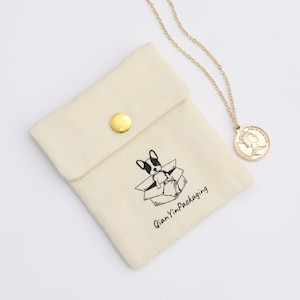 50 Pcs Customized Cotton Canvas Jewelry Packaging Bag Double Cotton Canvas Bag Personalized Logo Belt Ribbon Pouch Pouch Necklace Pouch