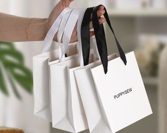 50 White custom logo Paper shopping bag Gift bag Red wine bag Outer packaging