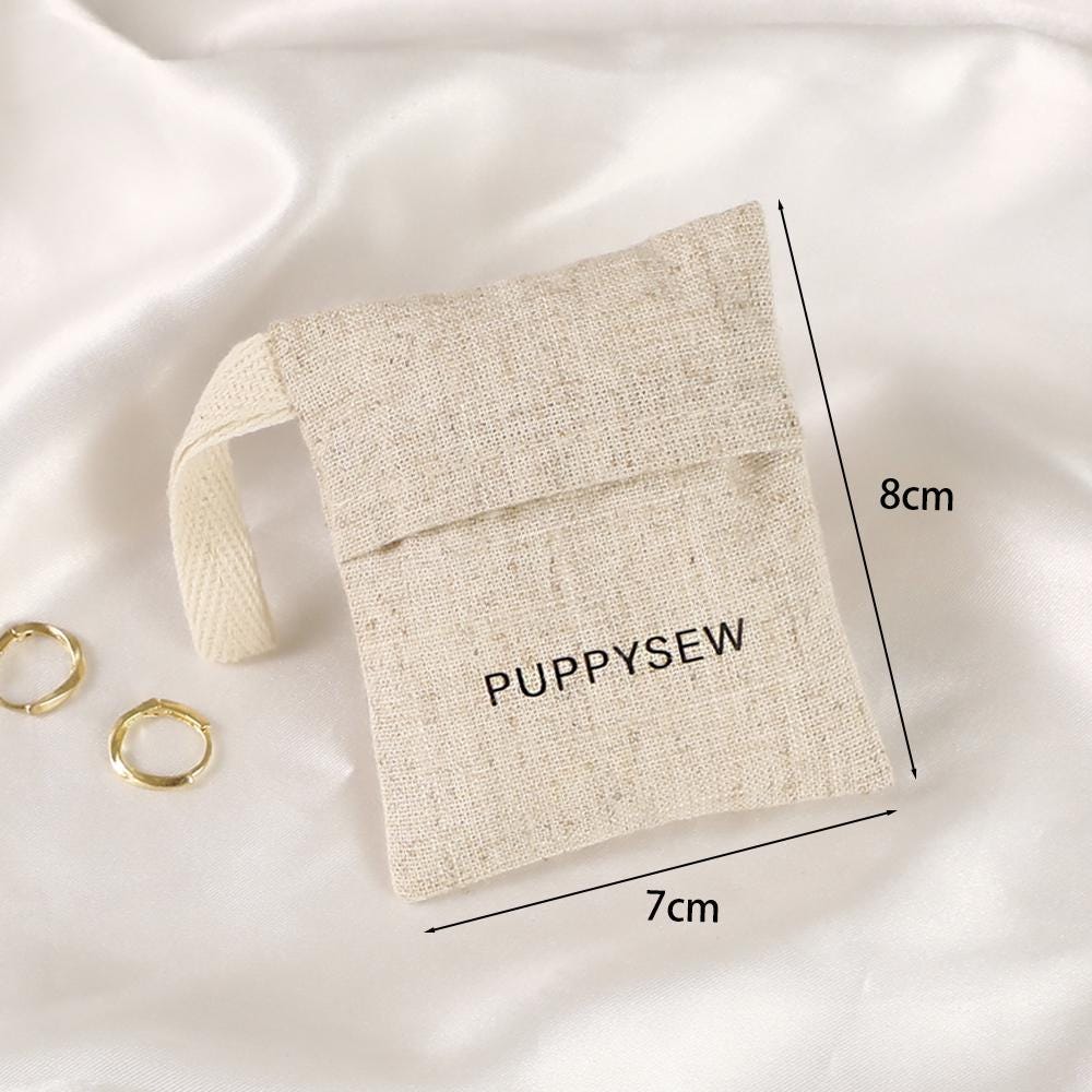 Custom Logo, Brand Identity Custom Logo Linen Sachet Bags with Screen Printing for Branded Jewelry Packaging