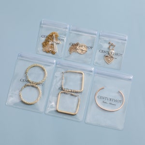 100pcs custom logo jewelry bag, bracelet bag, necklace bag, ring bag, transparent packaging bag image 2