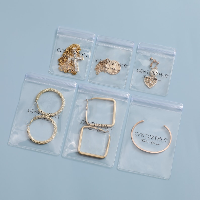 100pcs custom logo jewelry bag, bracelet bag, necklace bag, ring bag, transparent packaging bag image 2