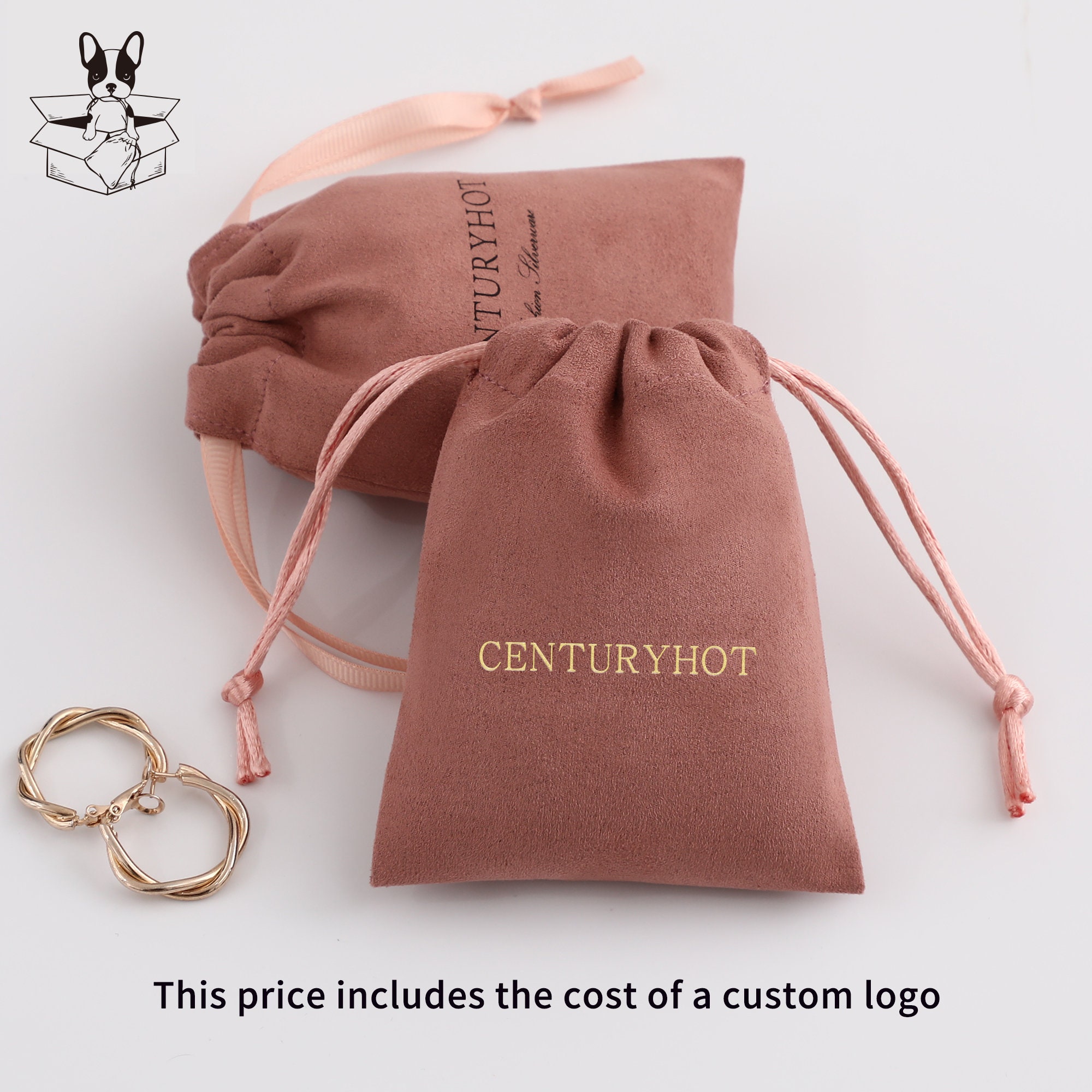 Custom Logo Suede Necklace Pouch with Embossed Branding, Color-Matched to Brand Palette