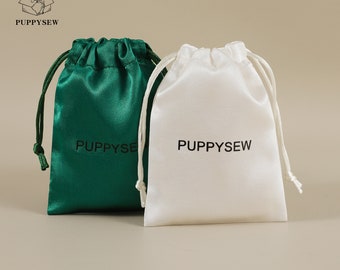100 White satin drawstring bag personalize your logo custom dust bag jewelry packaging pouch printing wholesale gift packaging product pouch