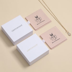 50 piezas Caja de regalo blanca Cartón Anillo multicolor Collar Pulsera Joyería Logotipo personalizado Elegante Embalaje de joyería pequeña Día de la madre imagen 3