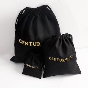 50 black customized jewelry packaging bags, cotton canvas bags, custom personalized logos, ribbon bags, gift bags