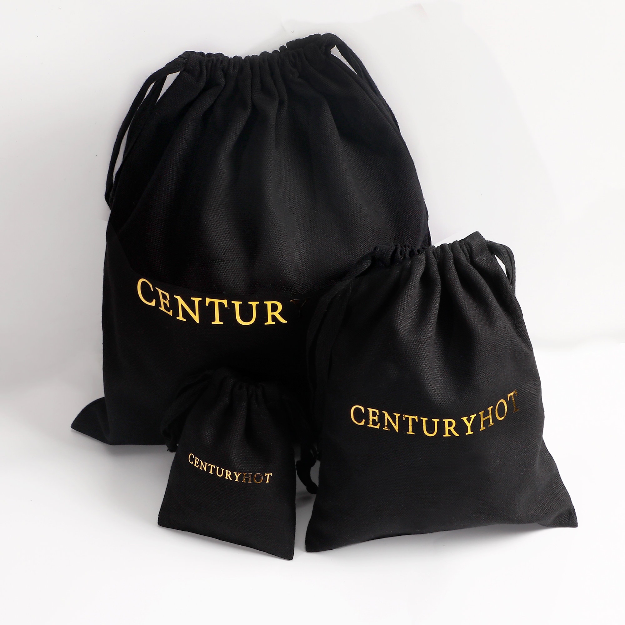 Black Cotton Canvas Gift Bags with durable cotton canvas material, ideal for protecting small gifts and jewelry