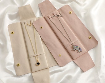 PUPPYSEW 50pcs Microfiber Chain Package High-end Jewelry Bag Personalized Jewelry Bag Necklace Pendant Portable Extended Storage Bag