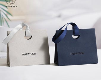 Bolsas de regalo de papel de lujo con logotipo personalizado, embalaje para joyería de boutique, bolsas de compra para pequeñas empresas.