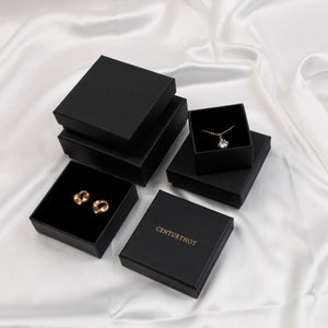 50 Pcs 9*9*3.2cm black carton jewelry box buckle cover box Luxury packaging custom logo paper boxes gift box