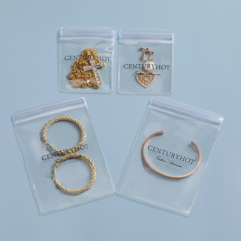 100pcs custom logo jewelry bag, bracelet bag, necklace bag, ring bag, transparent packaging bag image 3