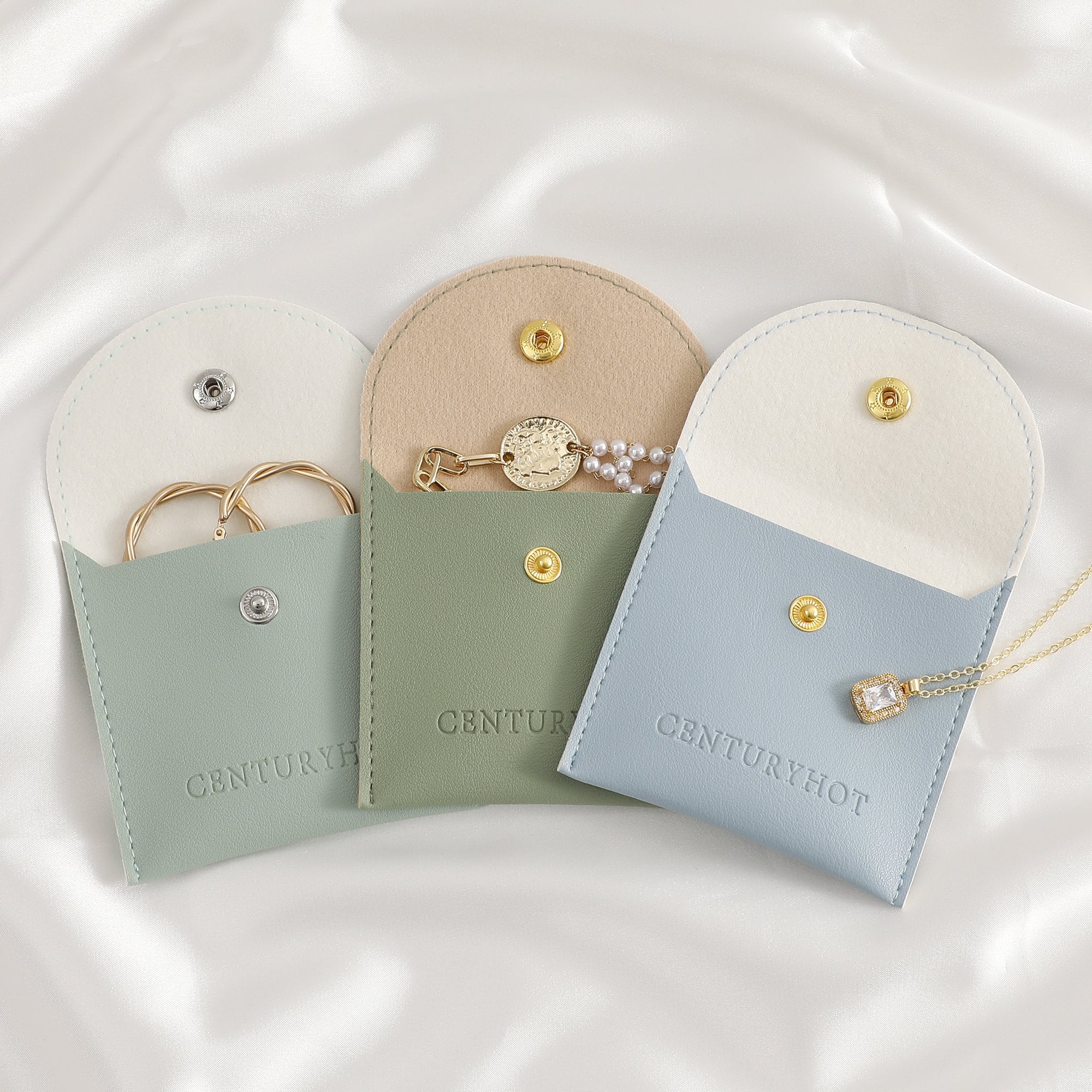 Custom Logo 8×8cm PU Snap Bag with Embossed Branding for Small Jewelry Brands