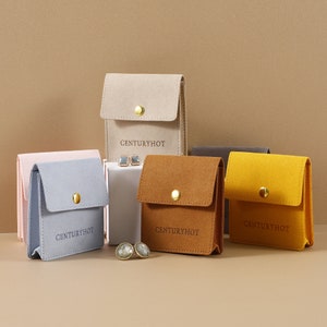 30 peças 8*8 cm bolsa de joias espessada com fecho lateral de microfibra bolsa pequena de pano bolsa de armazenamento de colar anel brinco bolsa de fecho