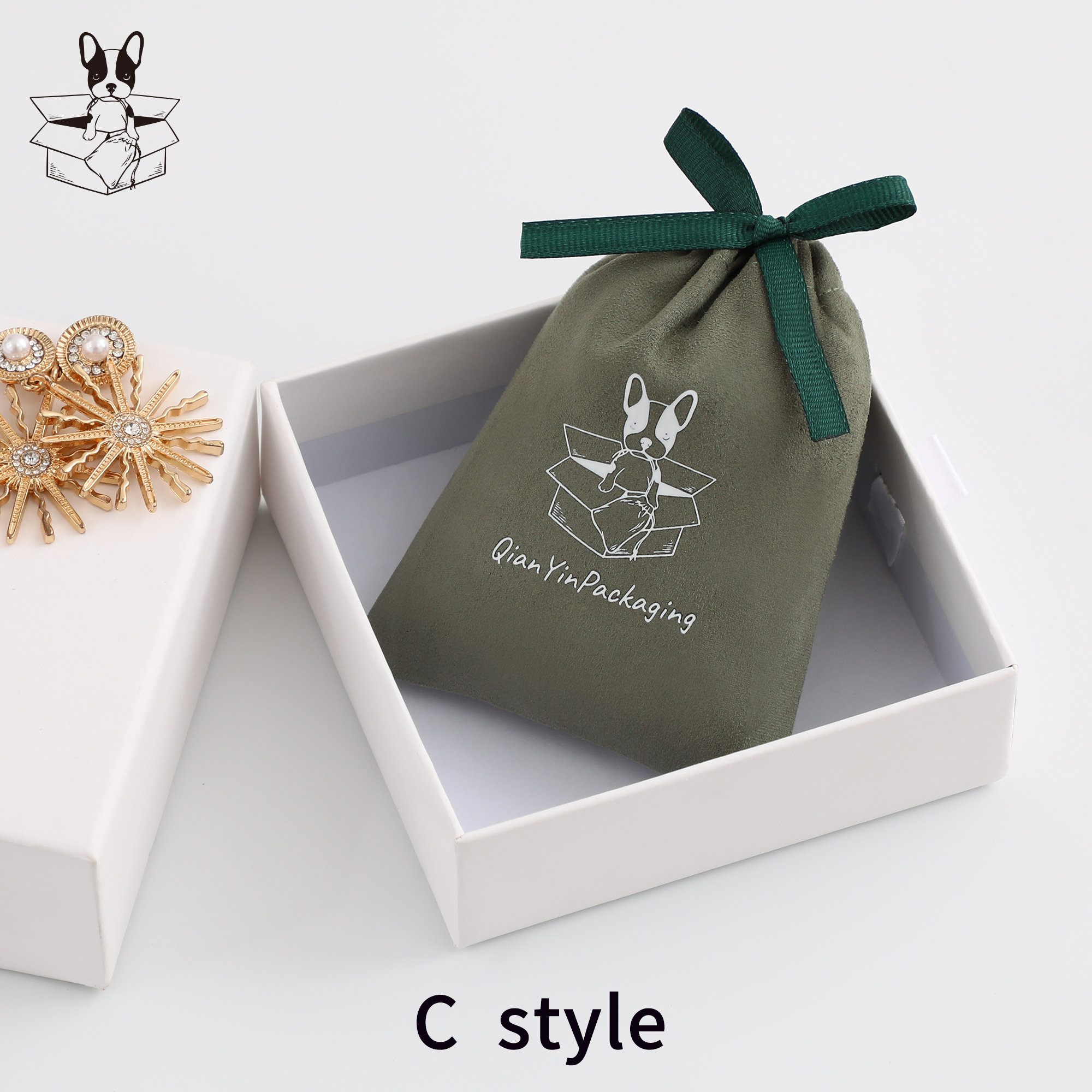 Choosing Color Suede Drawstring Pouches with Custom Logo - embossed logo options for brand visibility