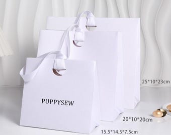 Bolsas de papel texturizadas personalizadas, embalaje de lujo para boutiques, logotipo personalizado.