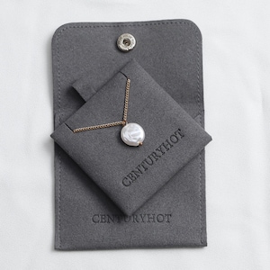 50 bolsas de joyería de microfibra gris oscuro, bolsas de embalaje de joyería personalizadas con logotipo personalizado de moda con botones, envío gratis