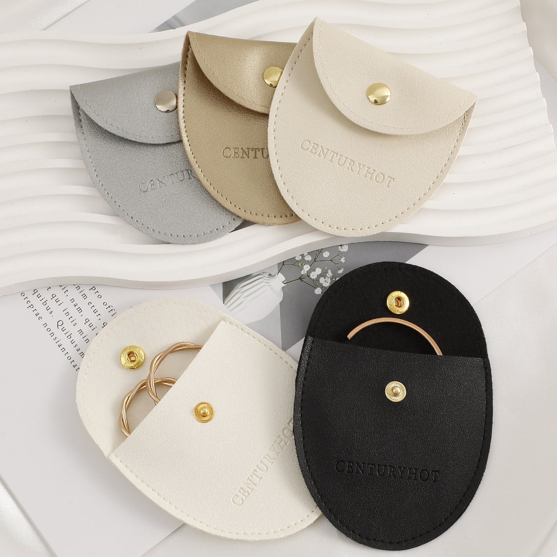 Custom Embossed Logo Faux Leather Jewelry Bags - Bulk 50 - Etsy