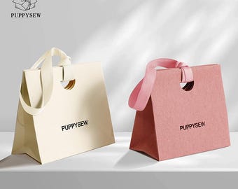 Custom gift bags thick texture luxury packaging gift paper bags with ribbon, custom jewelry pack personalized shopping paper bags with logo