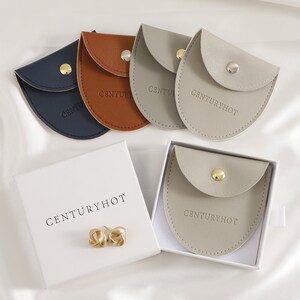 50 Greay color Custom Jewelry Bags Custom Logo Envelope Bag with Buttons Faux Leather Bag Embossed Logo Multicolor Jewelry Packaging