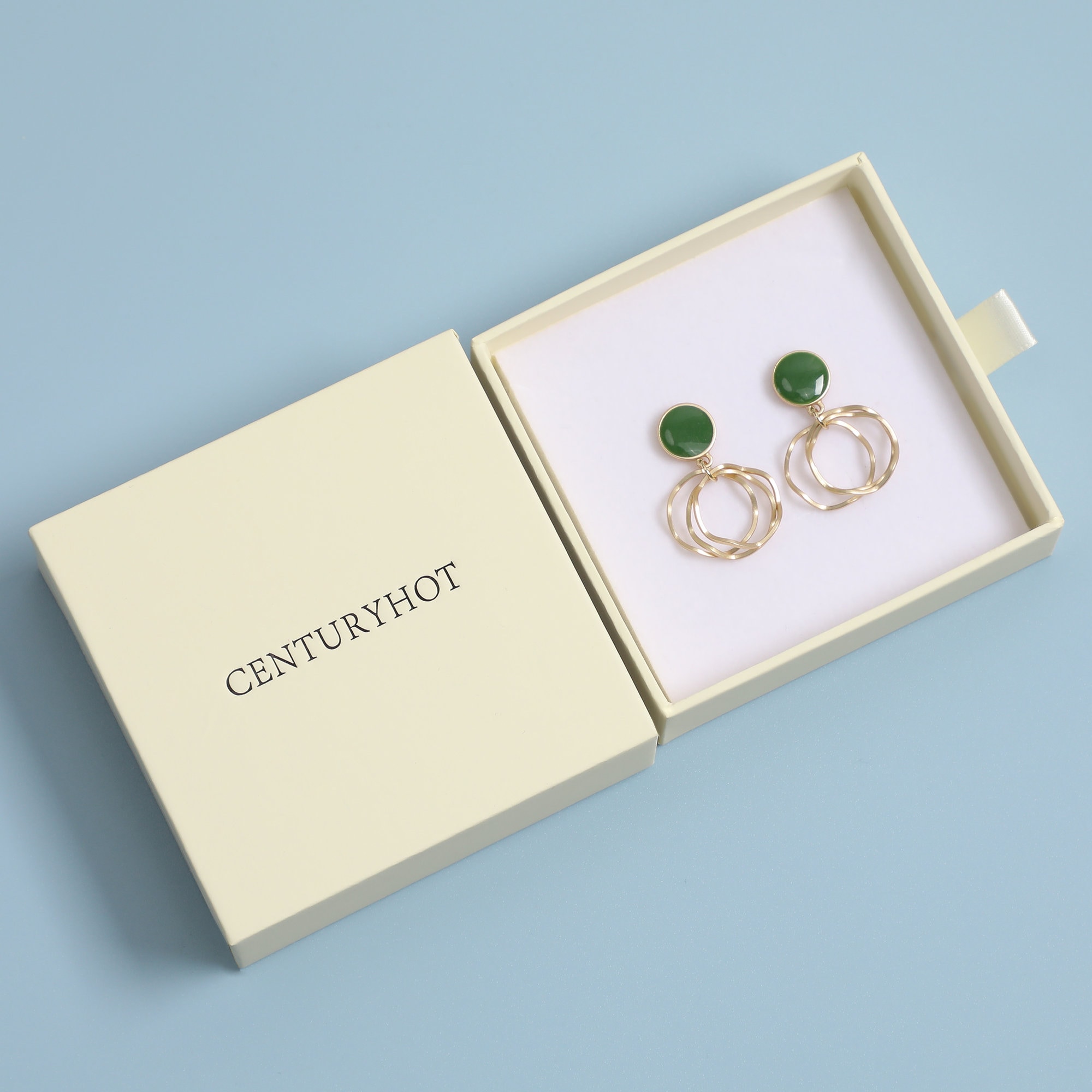 Custom Logo Cream Drawer Jewelry Box - Personalized Branding for Small Jewelry Businesses