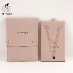 PUPPYSEW 20 peças de sacos de microfibra para colar, embalagens requintadas para joias, sacos personalizados para presente, sacos para armazenamento de colares, expositor de colares