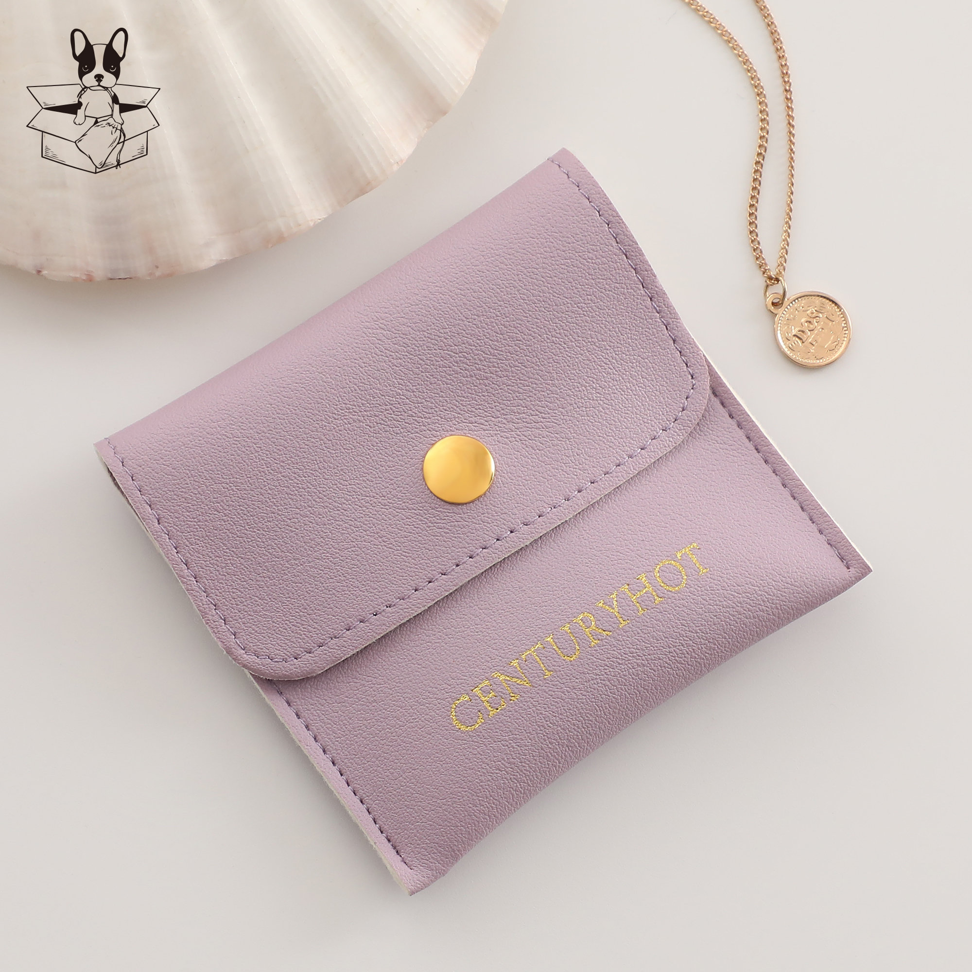 8×8cm Faux Leather Snap Bags with smooth texture and secure snap closure for jewelry protection
