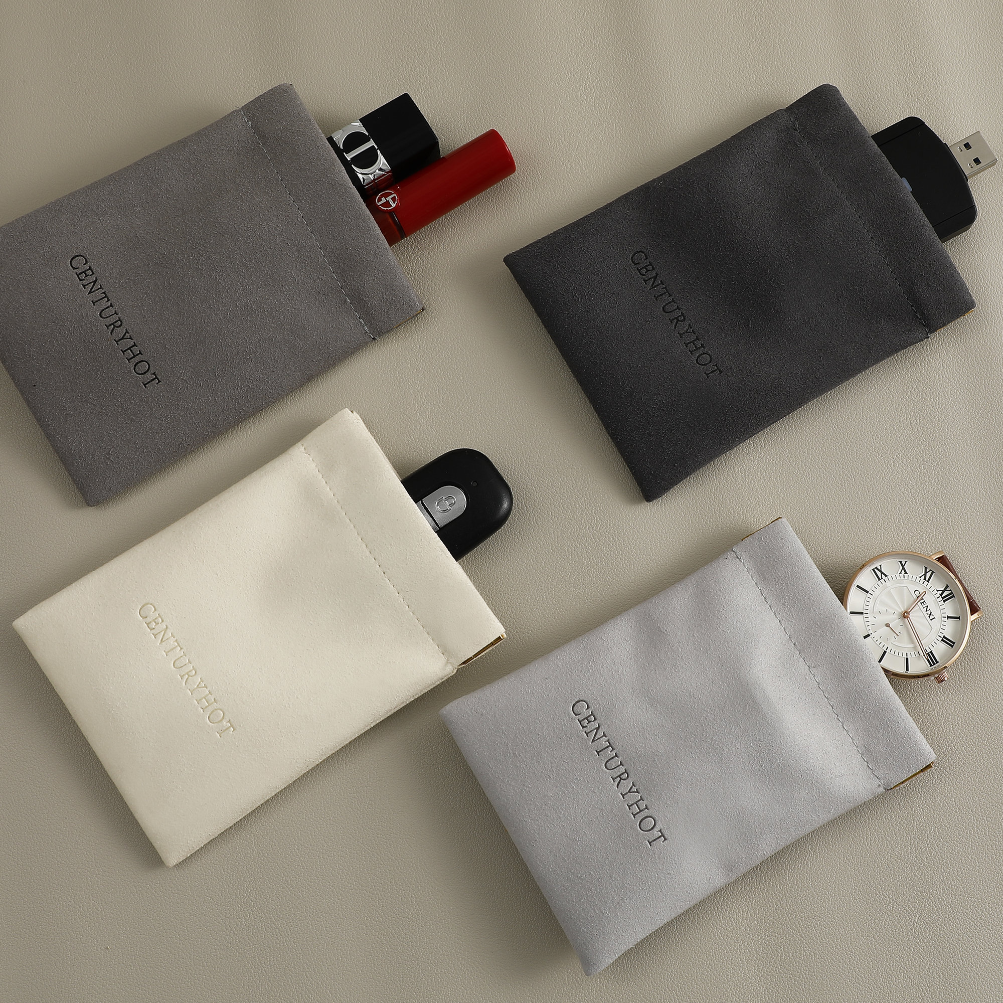 Small jewelry brands reduce 80% scratched jewelry with 50pcs microfiber spring buckle bags (from product introduction)