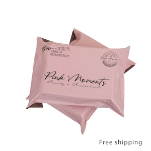 Bolsa de correo de polietileno rosa de 100 pes lista para enviar o personalizada, bolsa de envío rosa diseñada por usted, bolsa de franqueo rosa personalizada
