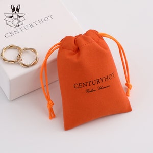 50 Orange microfiber personalized color logo drawstring bags custom bags jewelry bags necklace bags packaging bags