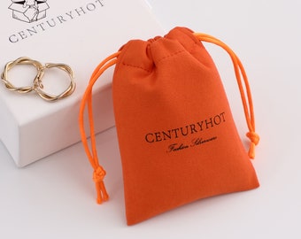 50 Orange microfiber personalized color logo drawstring bags custom bags jewelry bags necklace bags packaging bags