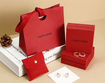 Custom Logo Jewelry Packaging Set: Paper Bags, Boxes, Microfiber Cloth