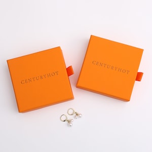 50 Stück orange 9 * 9 * 3,2 cm individuell gestaltete Schmuckschatulle Schmuckschachtel mit Logo individuell gestaltete Shoptasche mit Logo Schmuckverpackung Box Schmuckverpackung Box