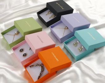 50pcs Gift Box Carton Multicolor Ring Necklace Box Bracelet Box Jewelry Box With Sponge Pad Custom Personalized Logo Chic Small Jewelry